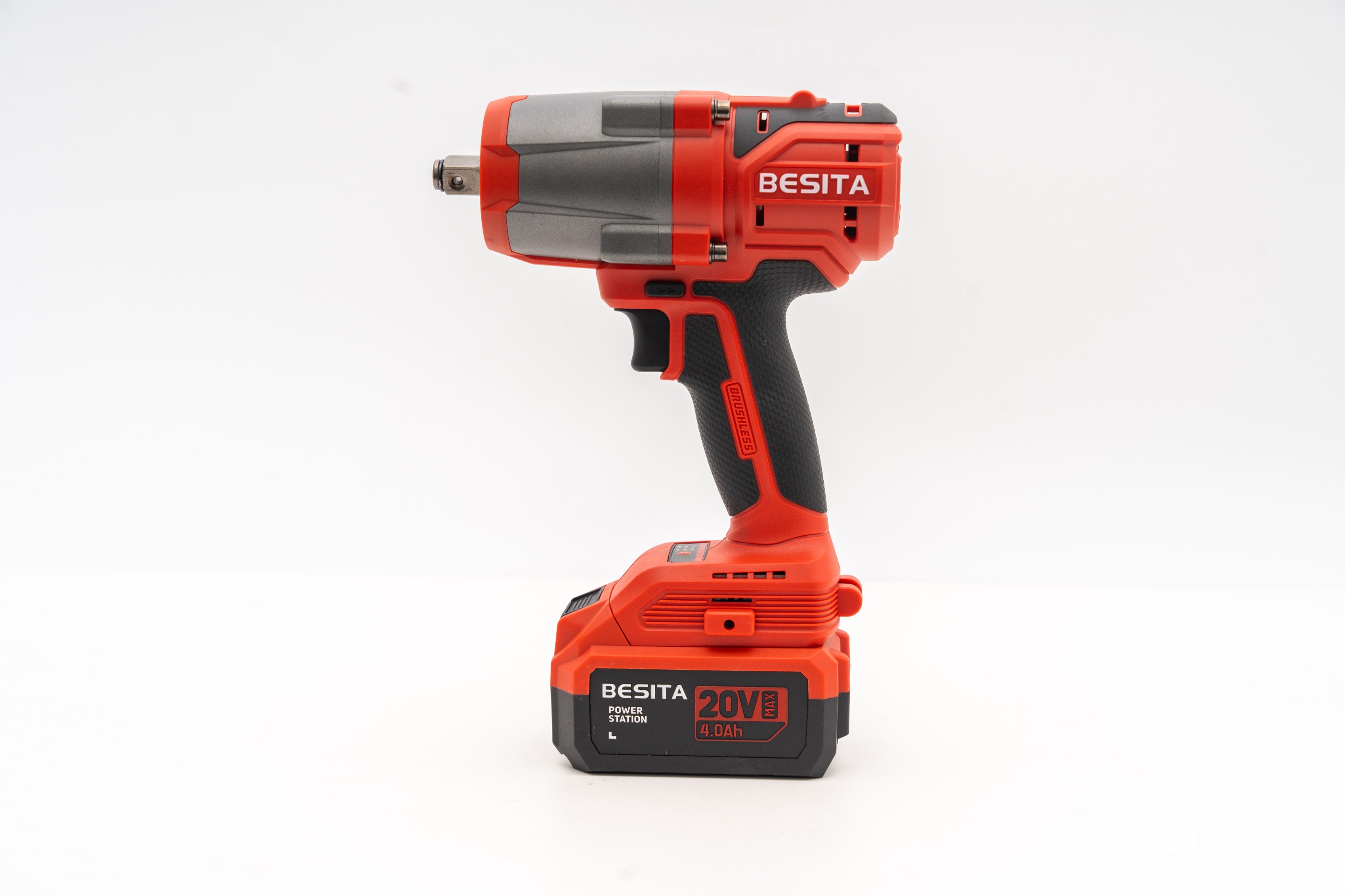 E-301-20V无刷锂电冲击扳手（450-600 -850 NM)4.0AH两电一充