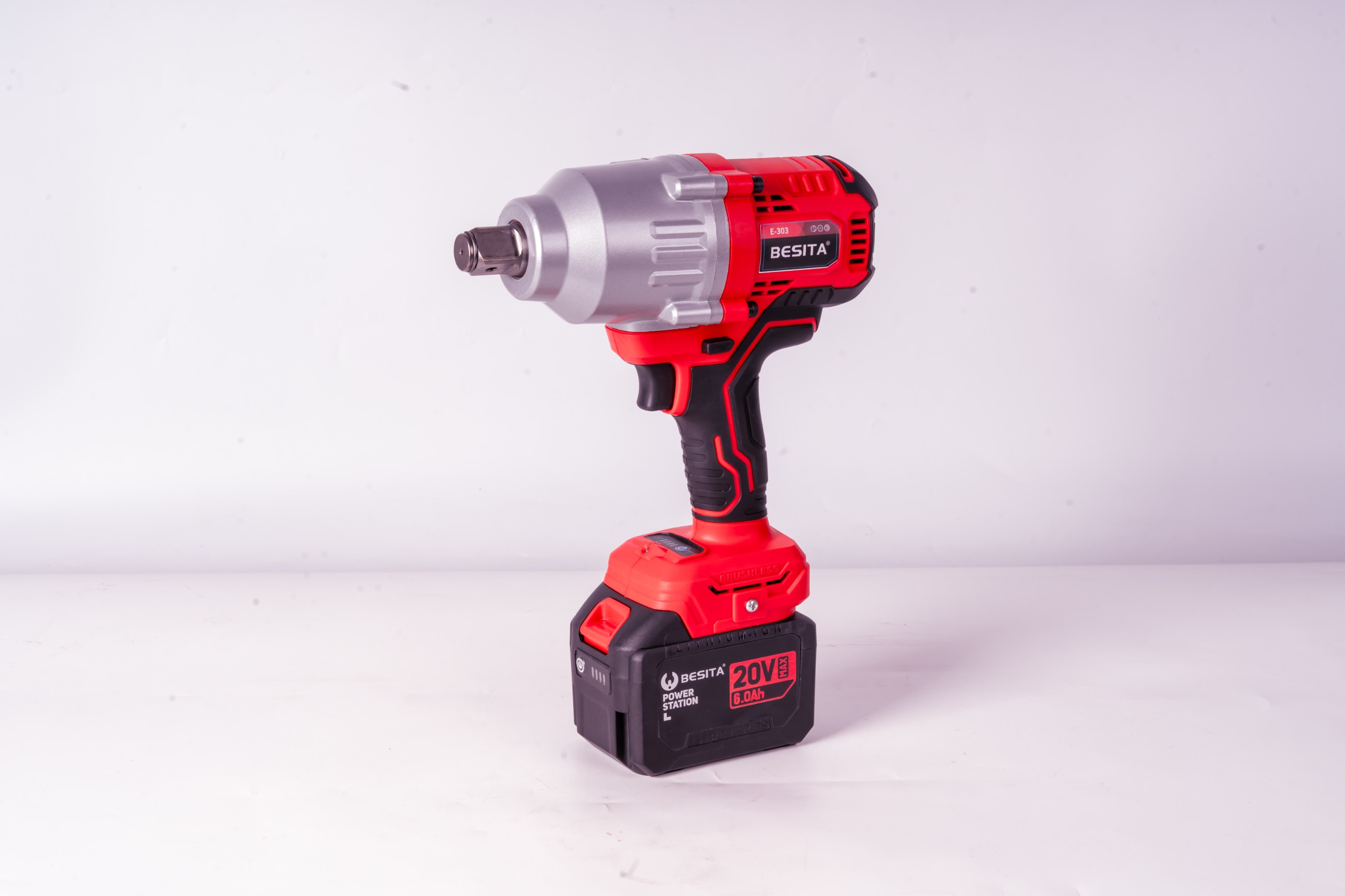 E-303-20V无刷锂电冲击扳手 （1300N.）6.0Ah两电一充