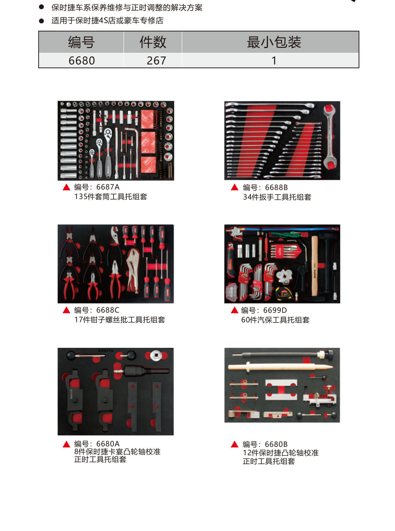 267件保时捷专用工具方案（NO：6680）