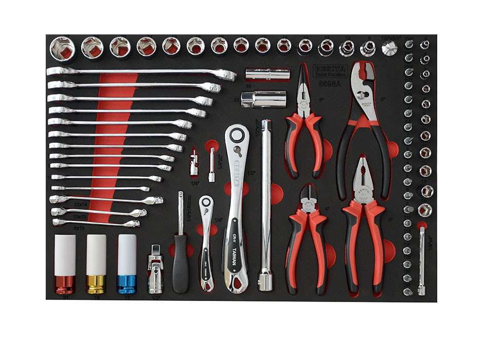 76件套筒、扳手、钳子工具托组套（NO.6698A）