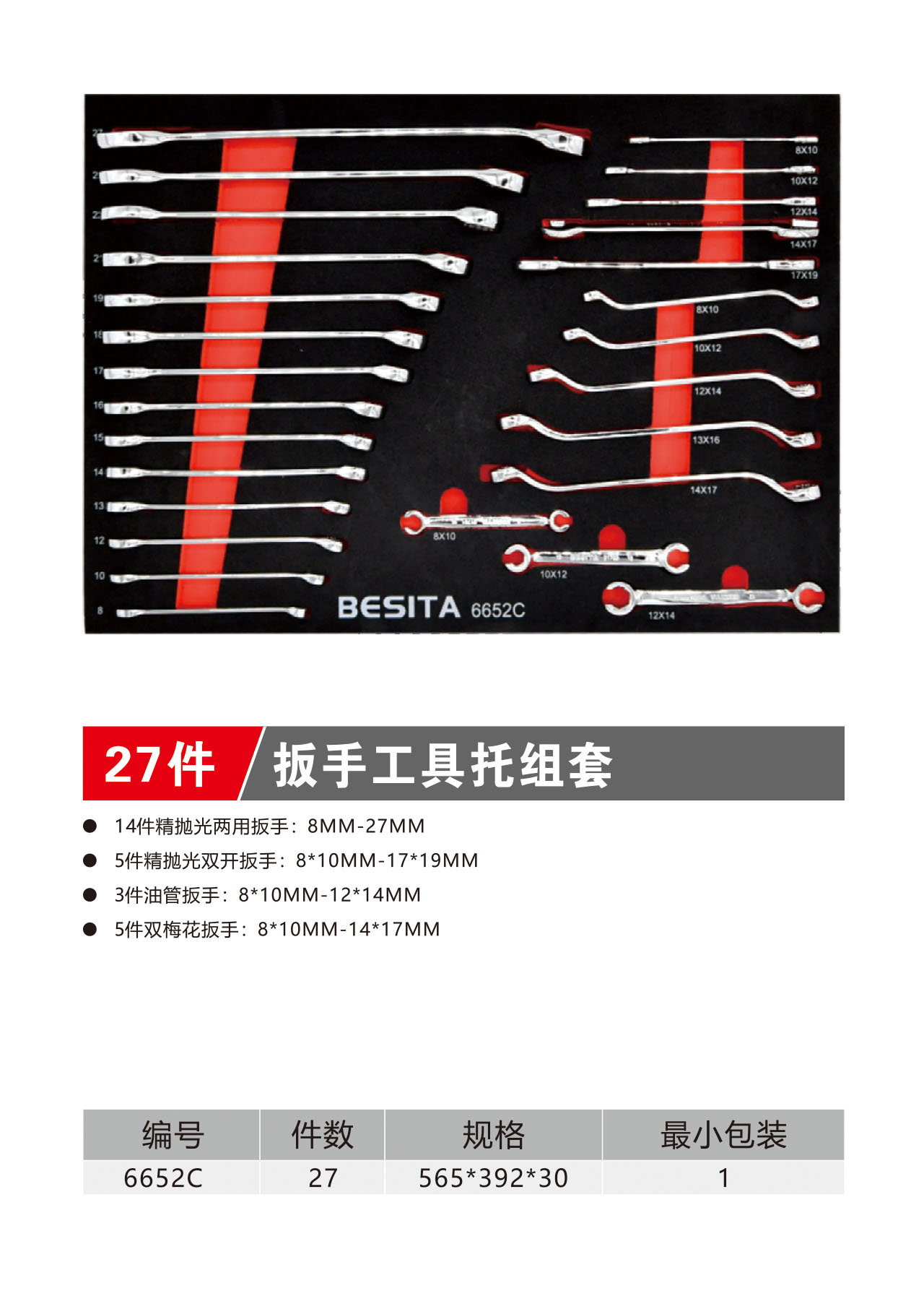 27件扳手工具托组套（NO.6652C）