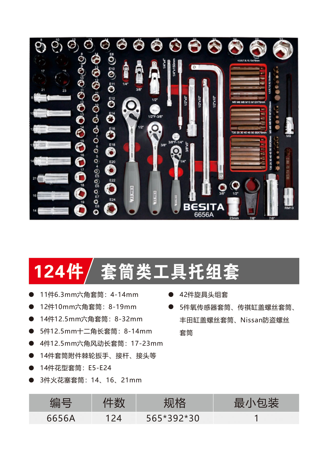 124件套筒类工具托组套（NO.6656A)