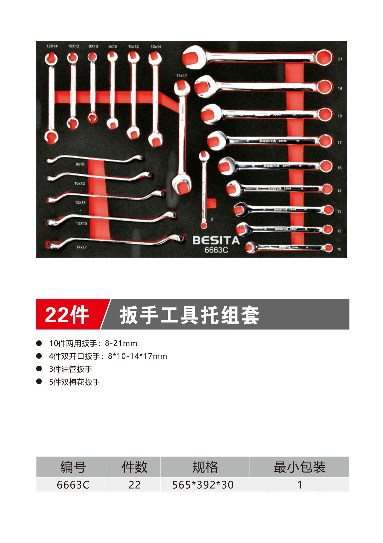 22件扳手工具托组套（NO.6663C)