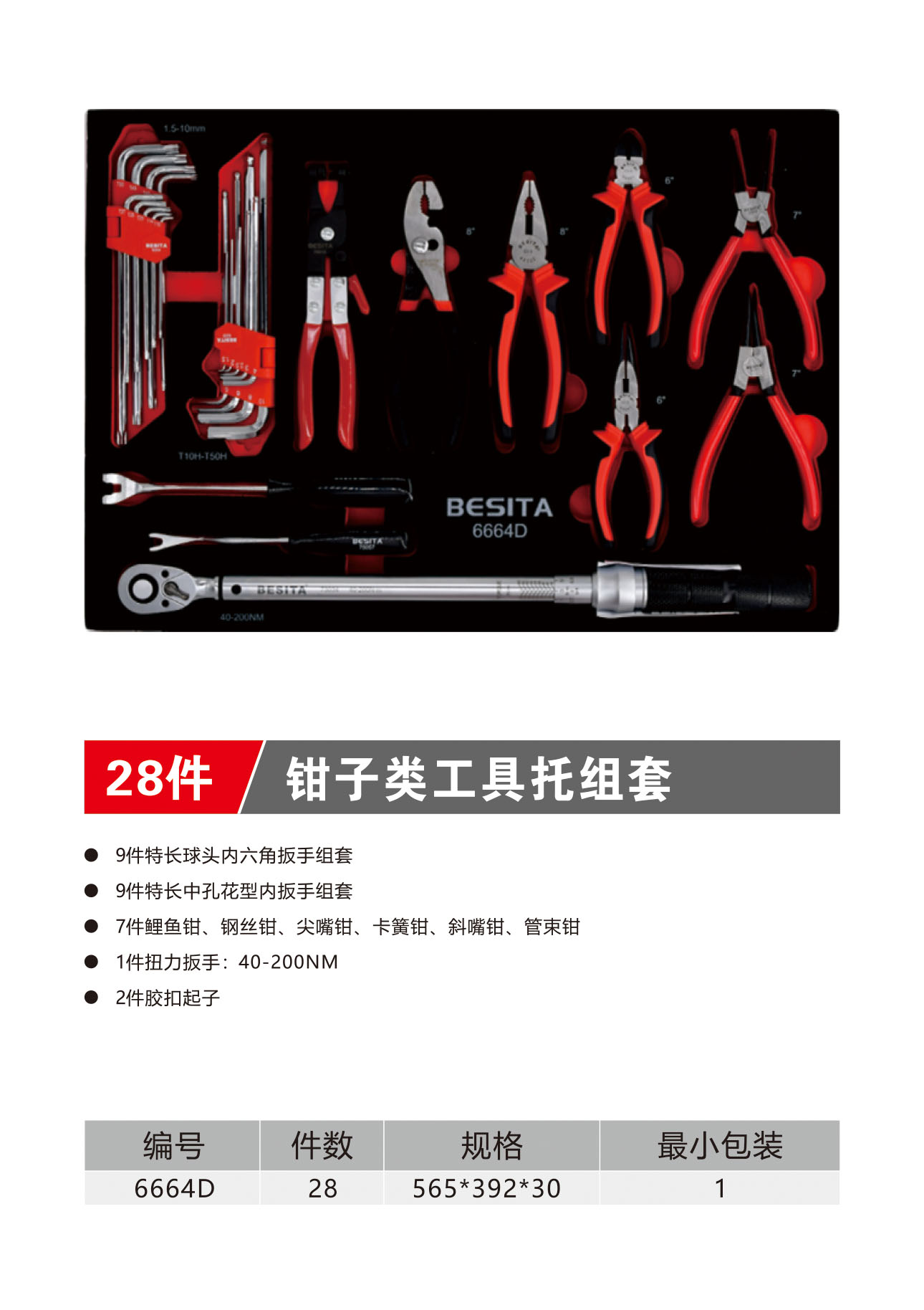 28件钳子类工具托组套（NO.6664D）
