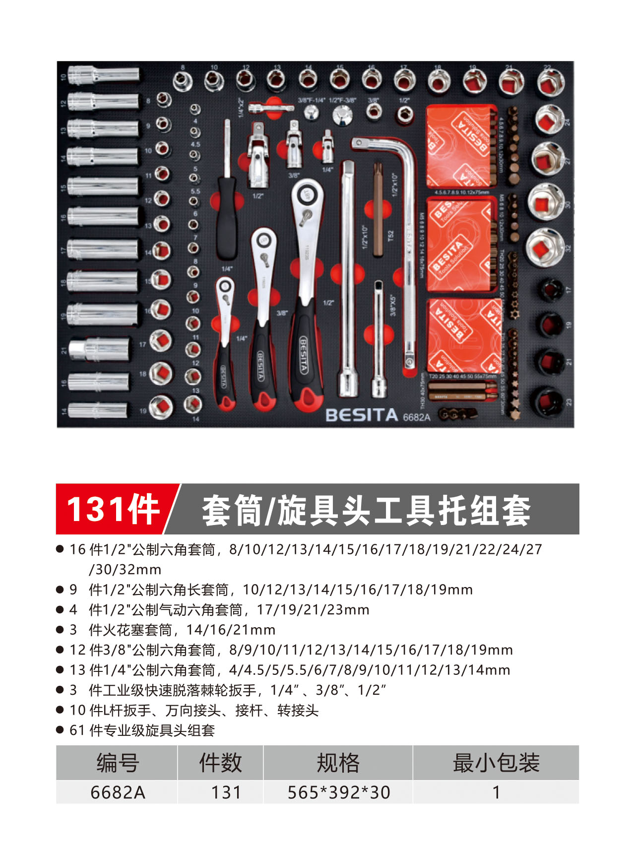 131件套筒/旋具头工具托组套（NO.6682A）