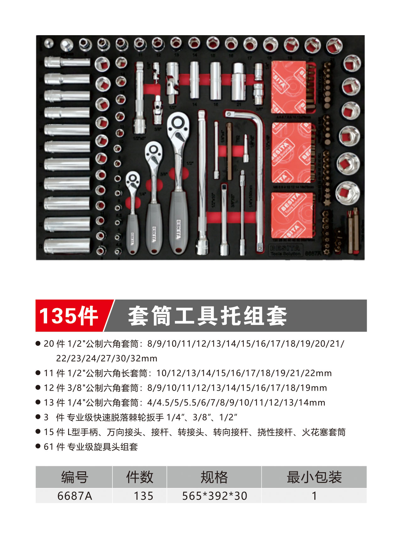 135件套筒工具托组套（NO.6686E）