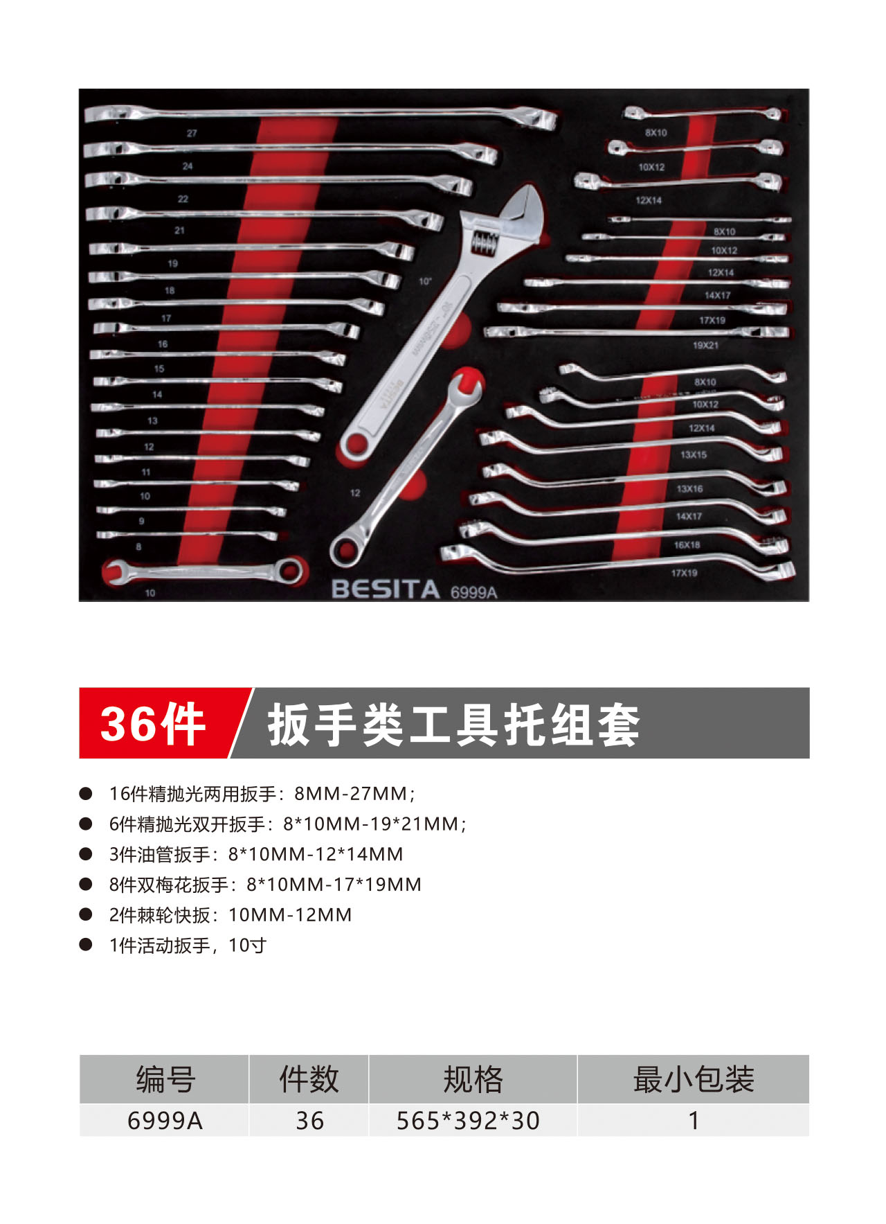 36件扳手工具托组套（NO.6999A）