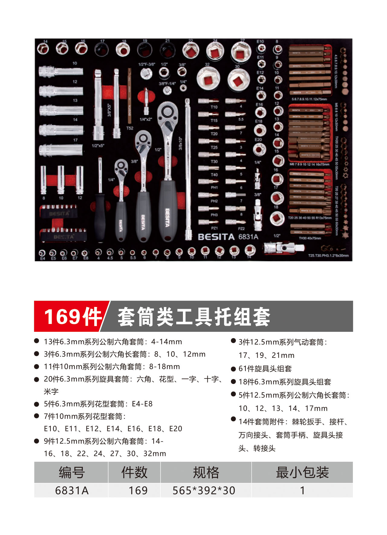 169件套筒类工具托组套（NO.6831A）