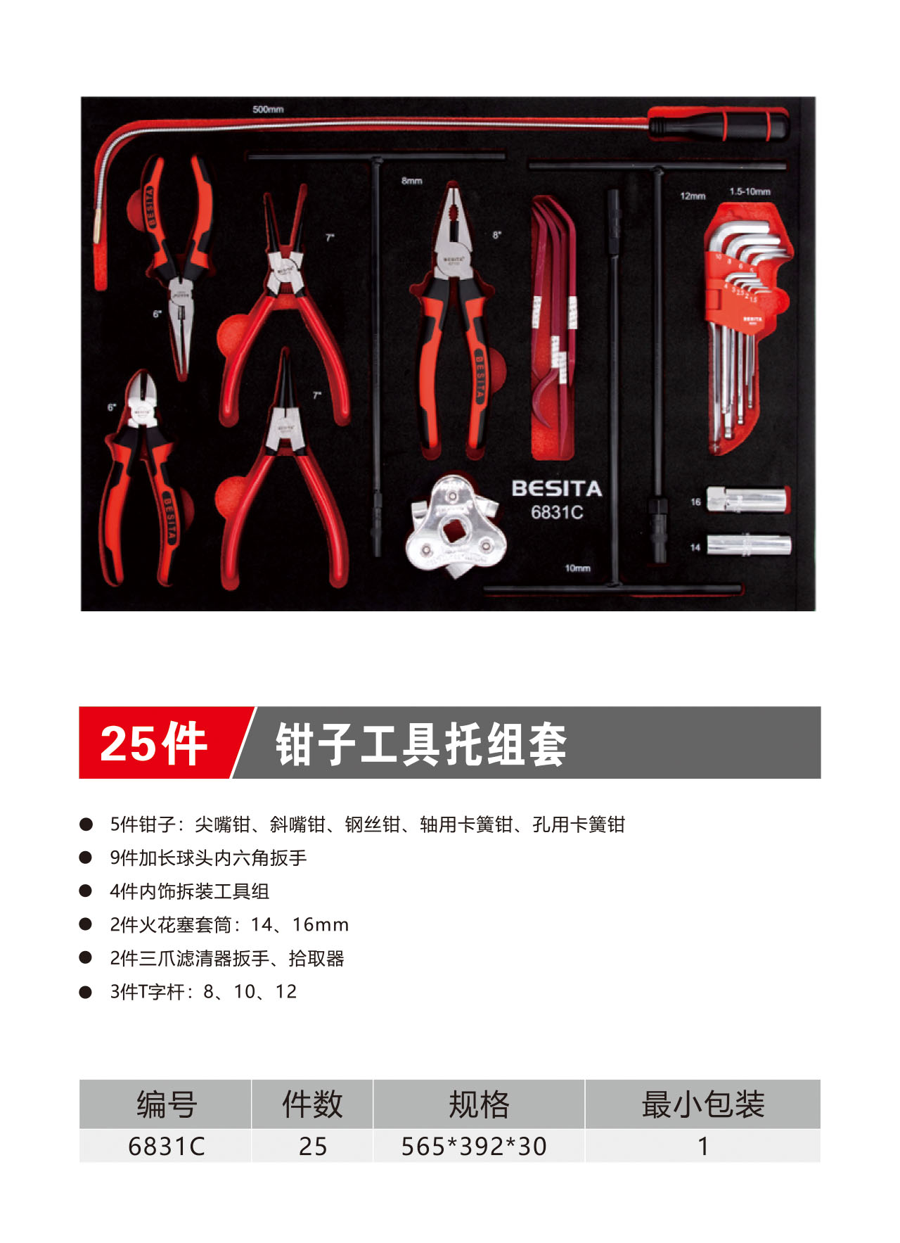 25件钳子工具托组套（NO.6831C)