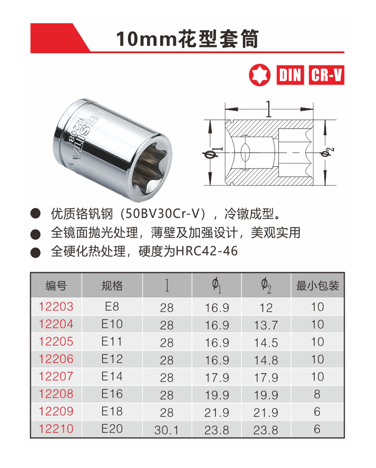 10mm花型套筒（NO.12203）