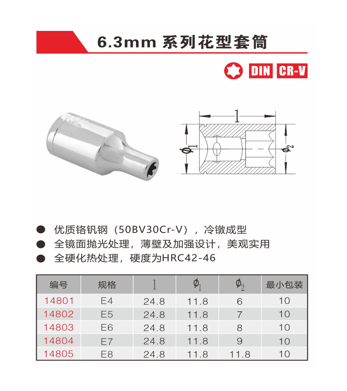 6.3mm系列花型套筒（NO.14801-14805）