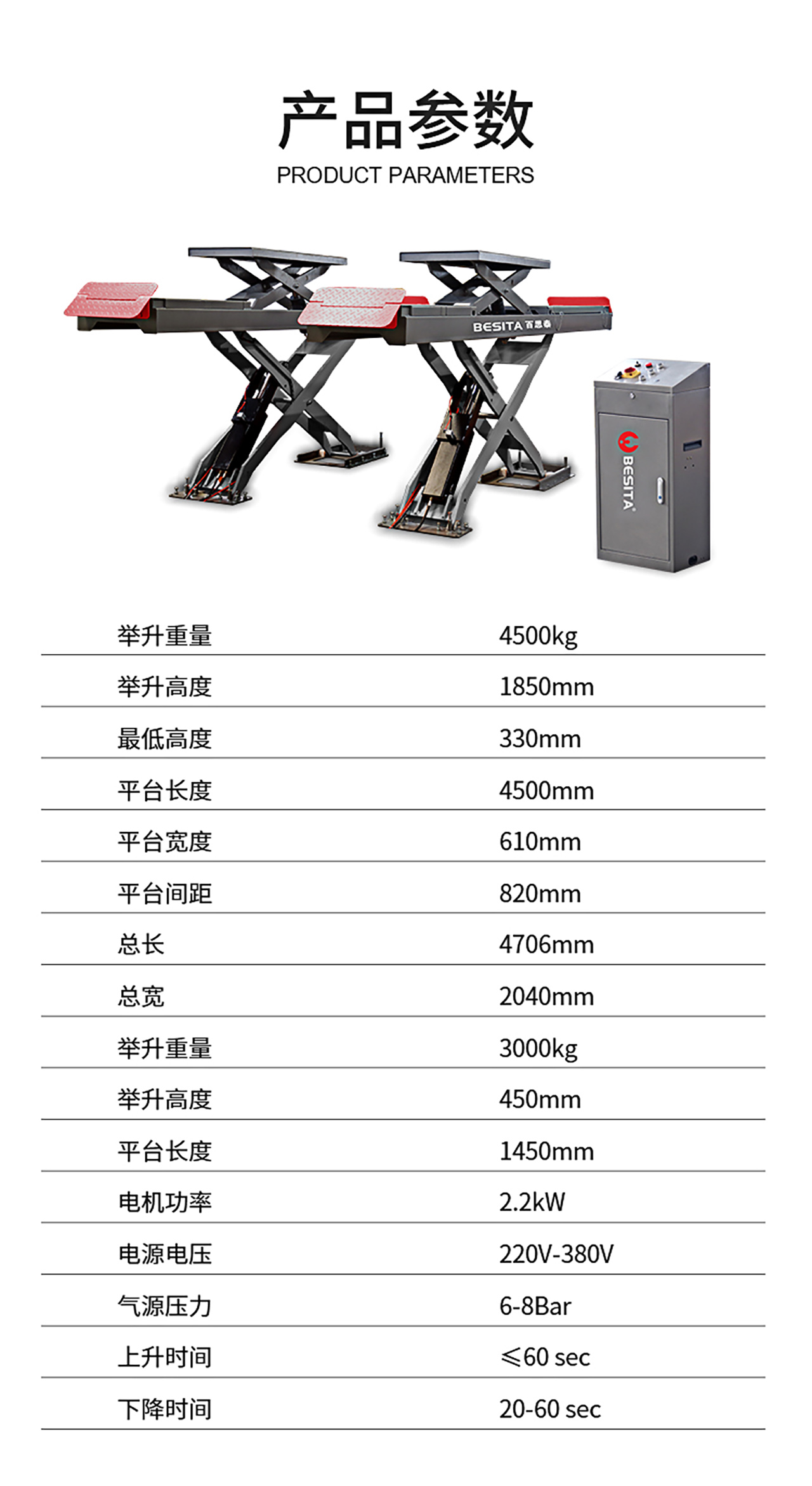 4.5吨大剪举升机（NO.BL745S）