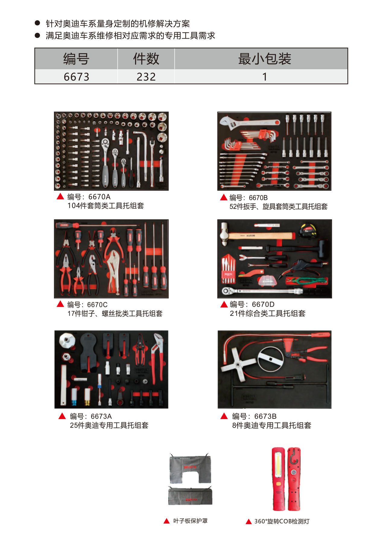 232件奥迪综合工具方案（NO.6673）
