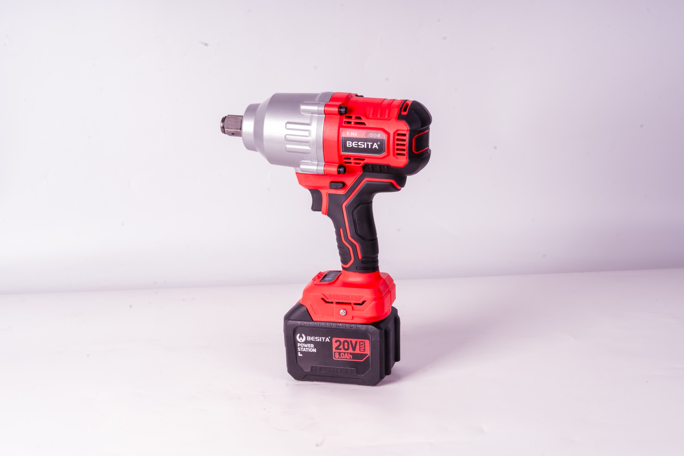 E-303-20V无刷锂电冲击扳手 （1300N.）6.0Ah两电一充